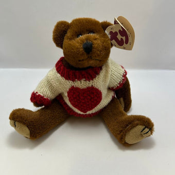 TY CASANOVA Jointed Teddy Bear w/ Heart Sweater