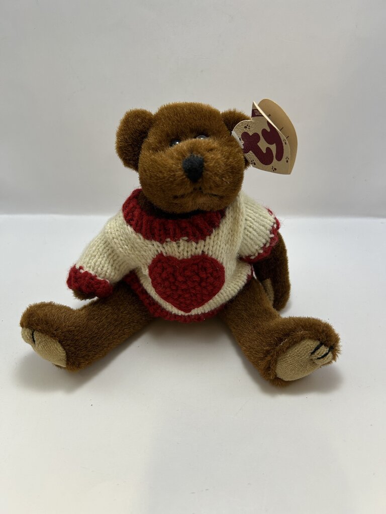 TY CASANOVA Jointed Teddy Bear w/ Heart Sweater