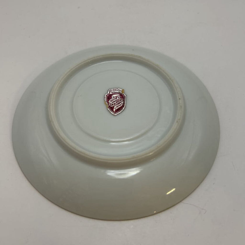 Vintage English fine bone china teacup and saucer with green floral pattern