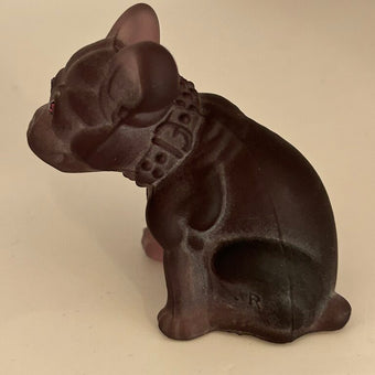 VTG 1950s-60s Westmoreland Plum Satin French Bulldog *GLOWS GREEN*