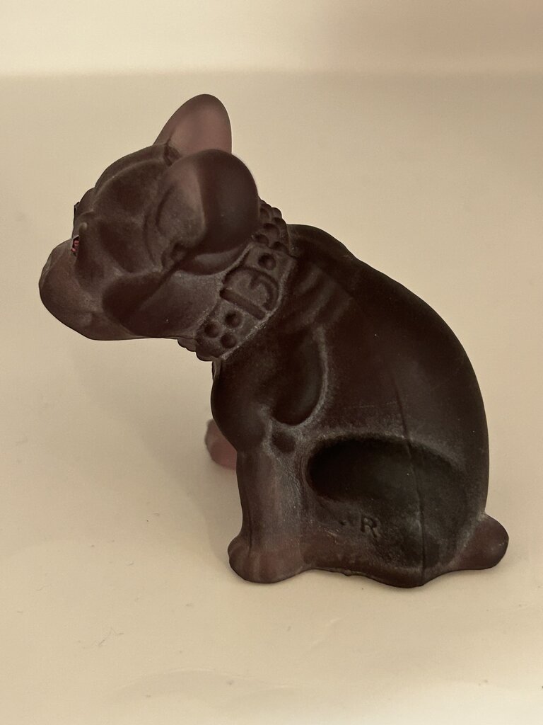 VTG 1950s-60s Westmoreland Plum Satin French Bulldog *GLOWS GREEN*