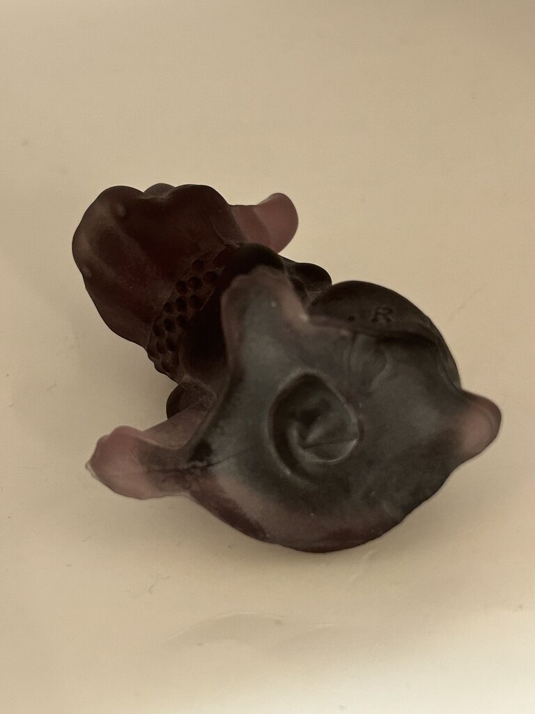 VTG 1950s-60s Westmoreland Plum Satin French Bulldog *GLOWS GREEN*