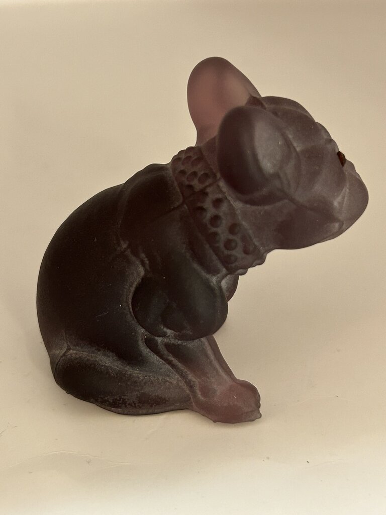 VTG 1950s-60s Westmoreland Plum Satin French Bulldog *GLOWS GREEN*