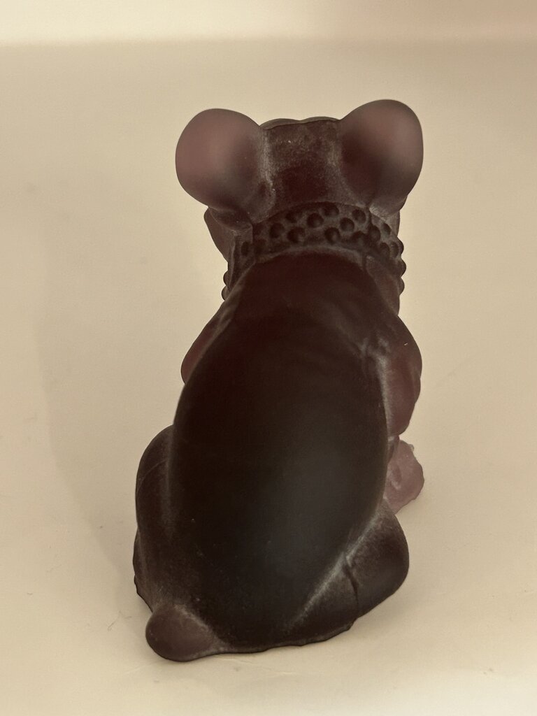 VTG 1950s-60s Westmoreland Plum Satin French Bulldog *GLOWS GREEN*
