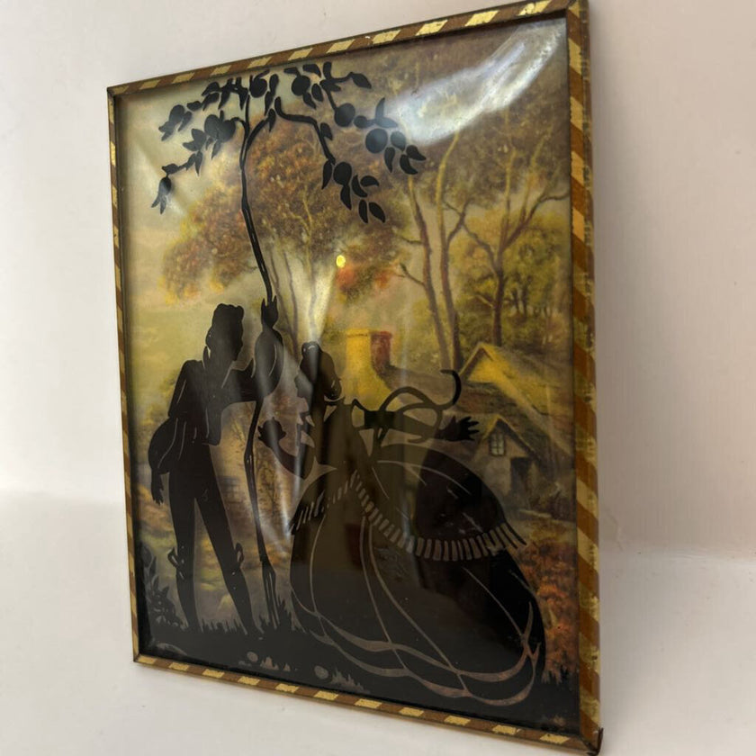 Vintage Reverse Painted Silhouette Picture