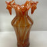 4046 1990s Handblown Orange Swirl Murrhina Ruffled Edge Vase
