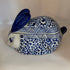 Blue and white bunny dish with lid