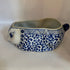 Blue and white bunny dish with lid