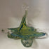 Vintage Murano Style Blue & Yellow Swirl Hand Blown Glass Swan Dish