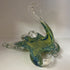 Vintage Murano Style Blue & Yellow Swirl Hand Blown Glass Swan Dish