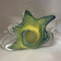 Vintage Murano Style Blue & Yellow Swirl Hand Blown Glass Swan Dish