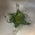 Vintage Murano Style Blue & Yellow Swirl Hand Blown Glass Swan Dish