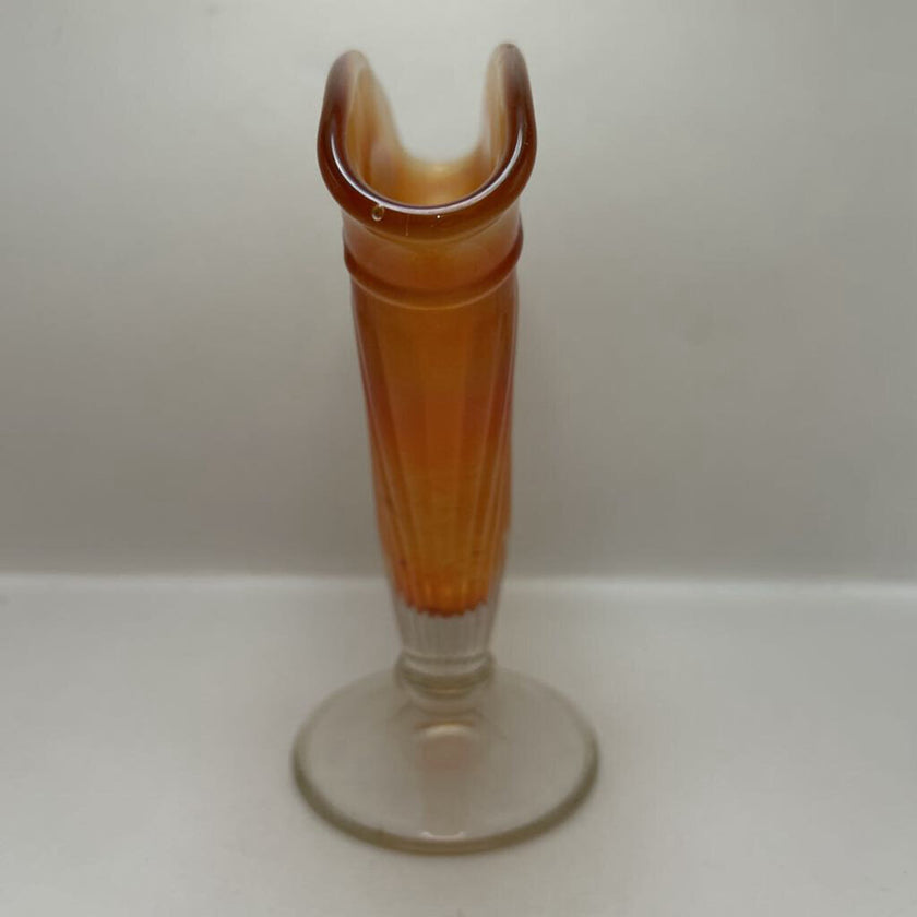 Marigold Carnival Glass Adam's Rib Fan Vase