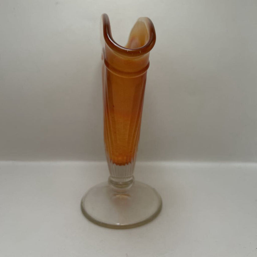 Marigold Carnival Glass Adam's Rib Fan Vase