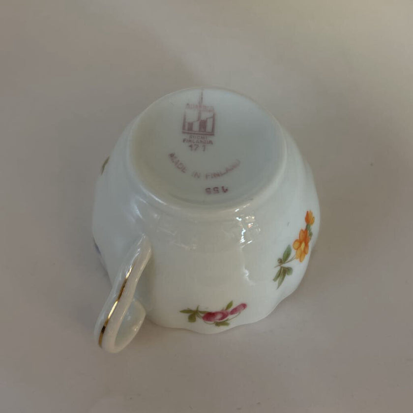 Vintage Meissen porcelain teacup and saucer with scattered floral pattern