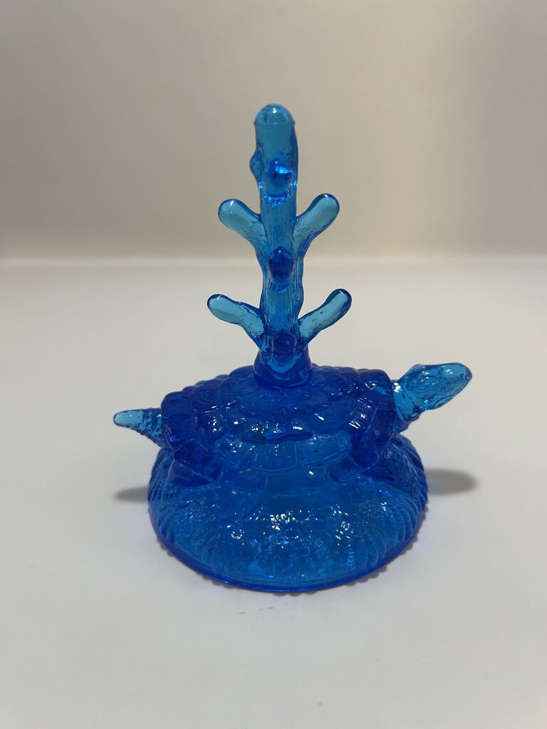 Fenton Colonial Blue Glass Turtle Jewelry Tree