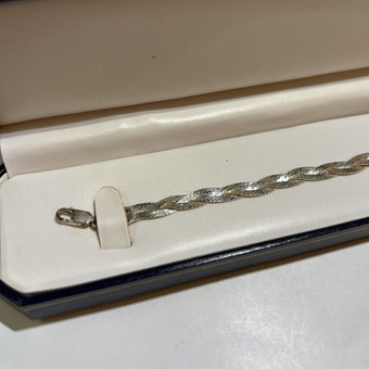 Sterling Silver Braided Herringbone Chain Bracelet