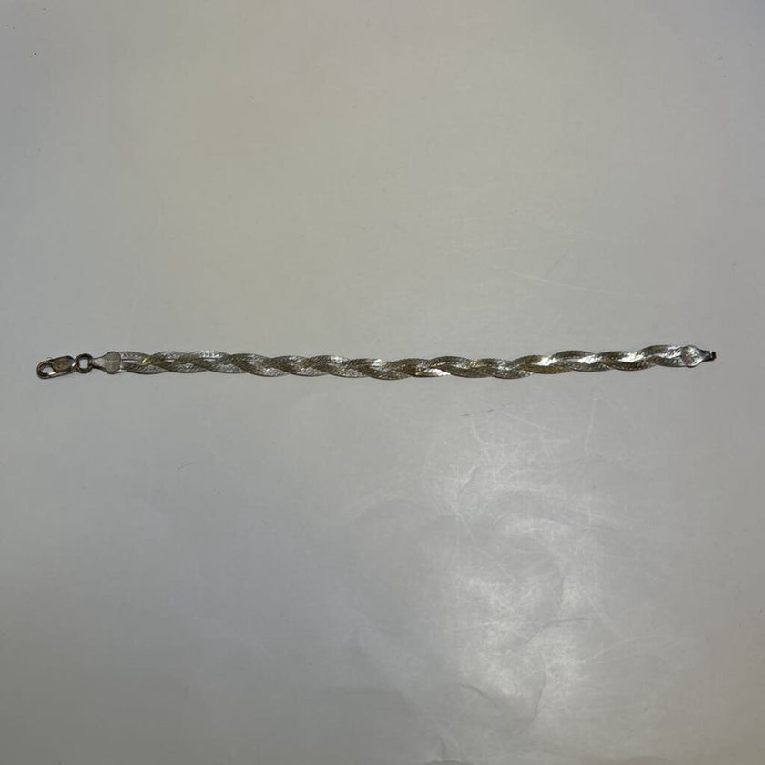Sterling Silver Braided Herringbone Chain Bracelet