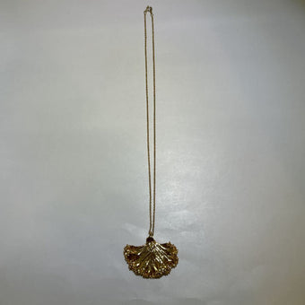 Vintage 24K Gold Dipped Real Kale Leaf Pendent , Necklace