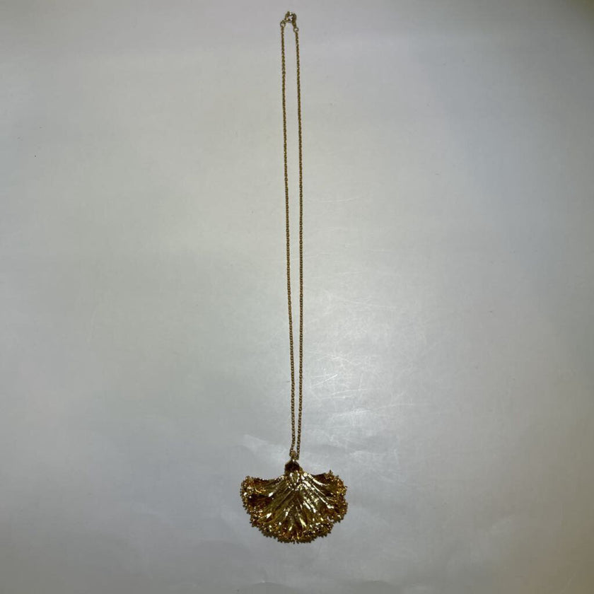 Vintage 24K Gold Dipped Real Kale Leaf Pendent , Necklace