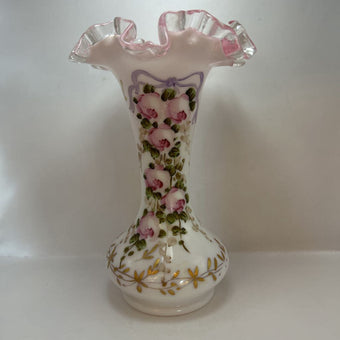 Vintage Fenton Hand Painted Glass Vase