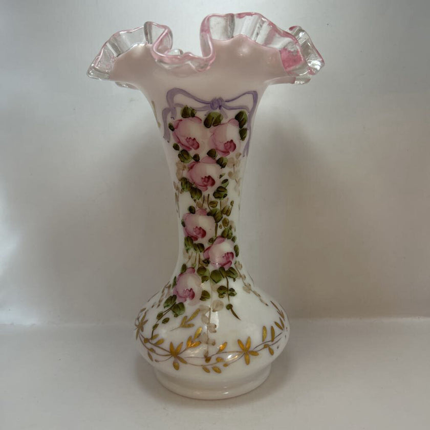 Vintage Fenton Hand Painted Glass Vase