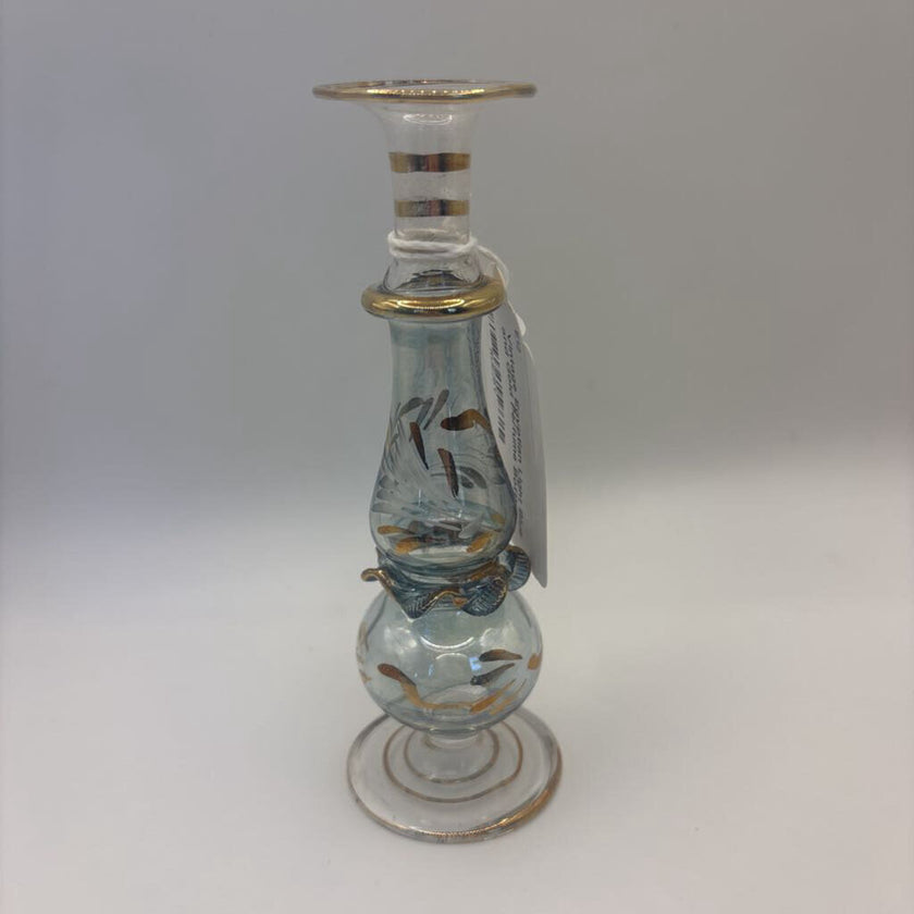 Vintage Egyptian Light Blue and Gold Perfume Bottle