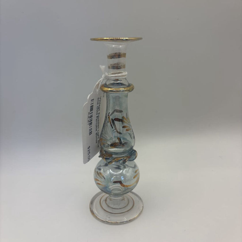 Vintage Egyptian Light Blue and Gold Perfume Bottle