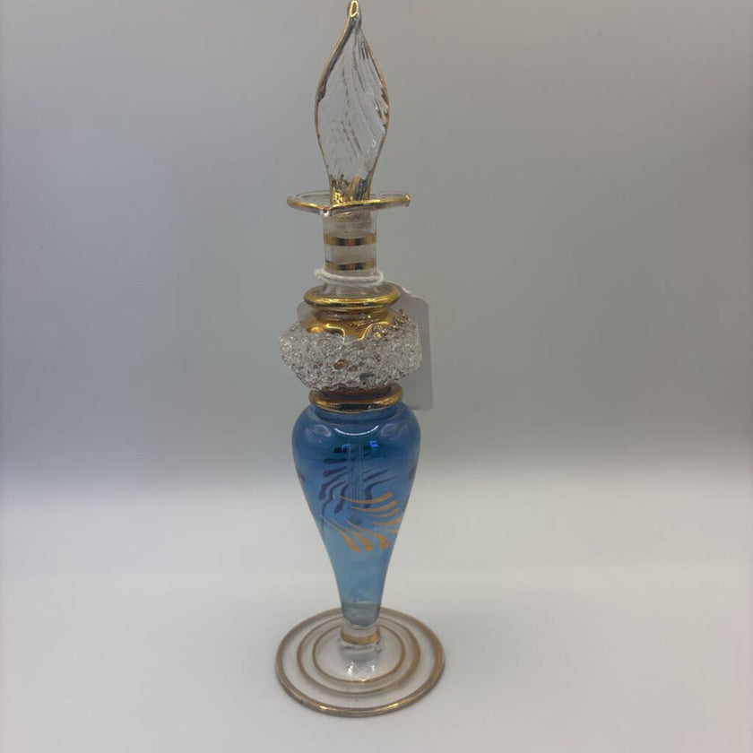 Vintage Egyptian Deep Blue and Gold Handblown Perfume Bottle