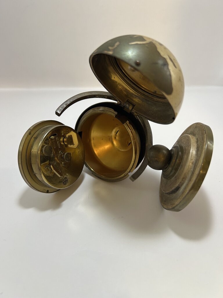 German Rensie 7 Jewels Clock Brass Globe Casing