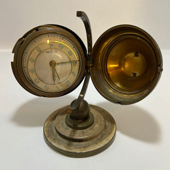 German Rensie 7 Jewels Clock Brass Globe Casing