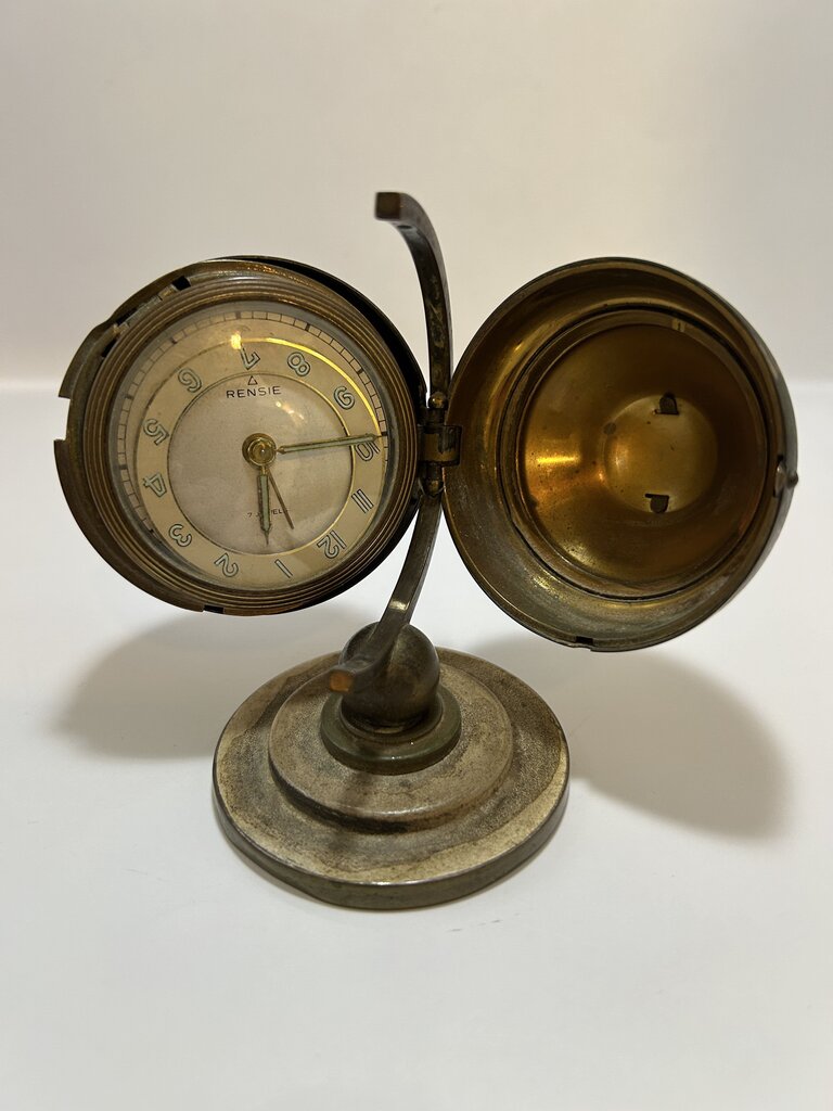 German Rensie 7 Jewels Clock Brass Globe Casing