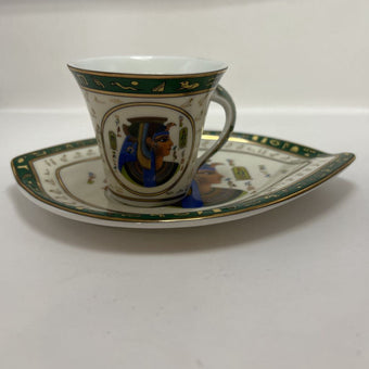 Vintage Egyptian Fathi Mahmoud Limoges Demitasse Cup and Saucer Ser