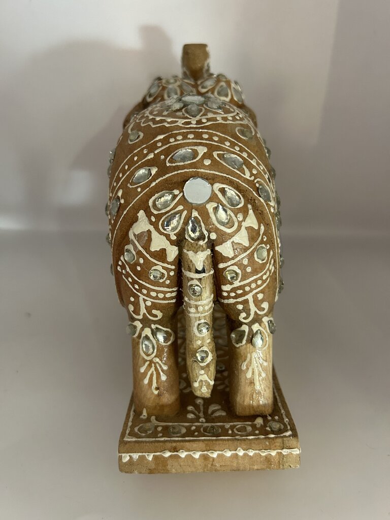 Hand-Carved & Painted Wooden Rocking Elephant (Made in India)