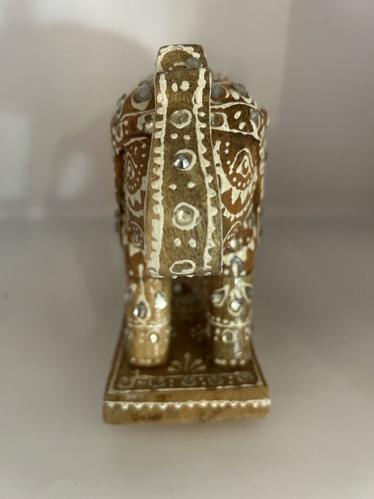 Hand-Carved & Painted Wooden Rocking Elephant (Made in India)