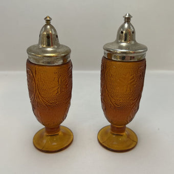 Indiana Glass Amber Salt & Pepper Shakers