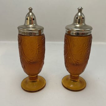 Indiana Glass Amber Salt & Pepper Shakers