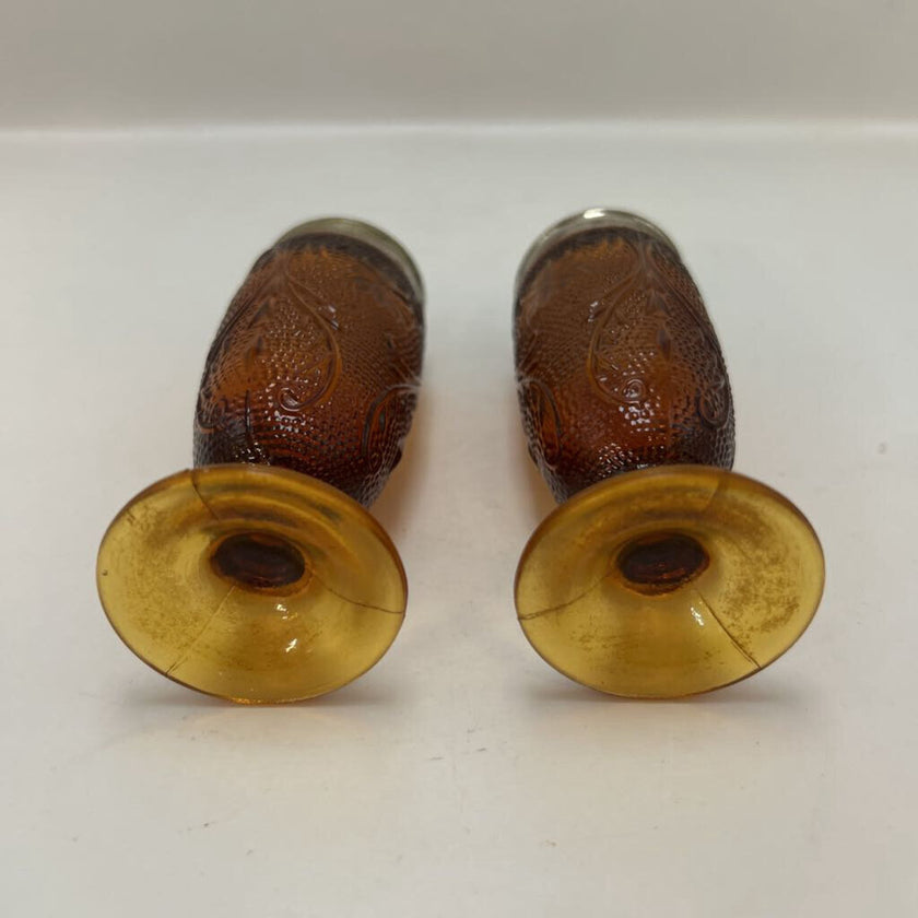 Indiana Glass Amber Salt & Pepper Shakers