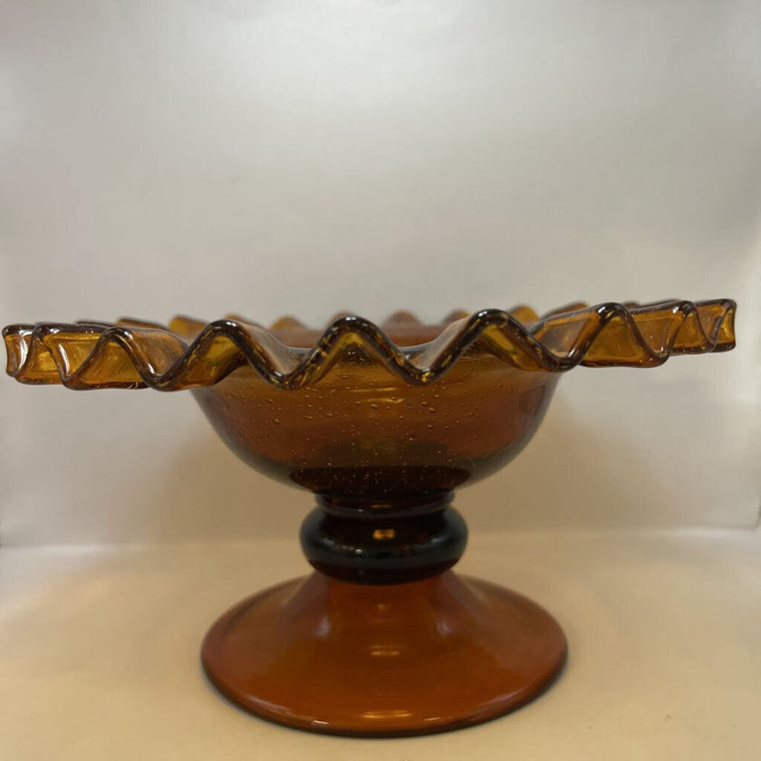 Open Amber Ruffled Compote