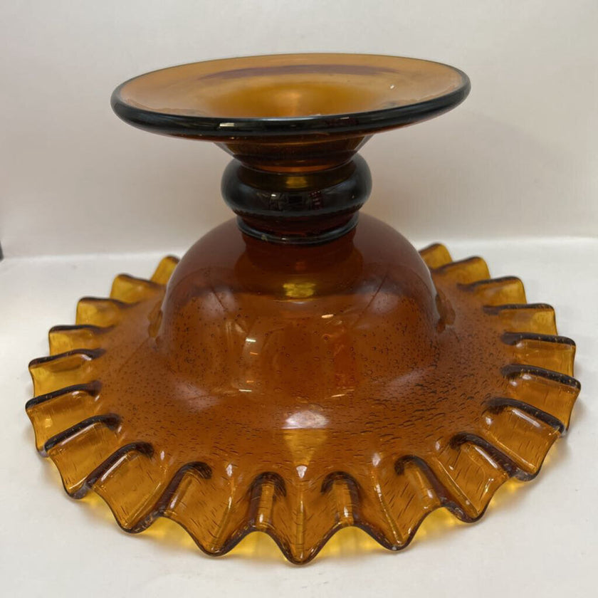 Open Amber Ruffled Compote