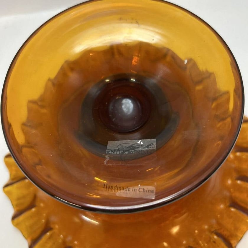 Open Amber Ruffled Compote