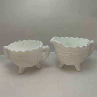 Milk Glass Cream & Sugar Set
