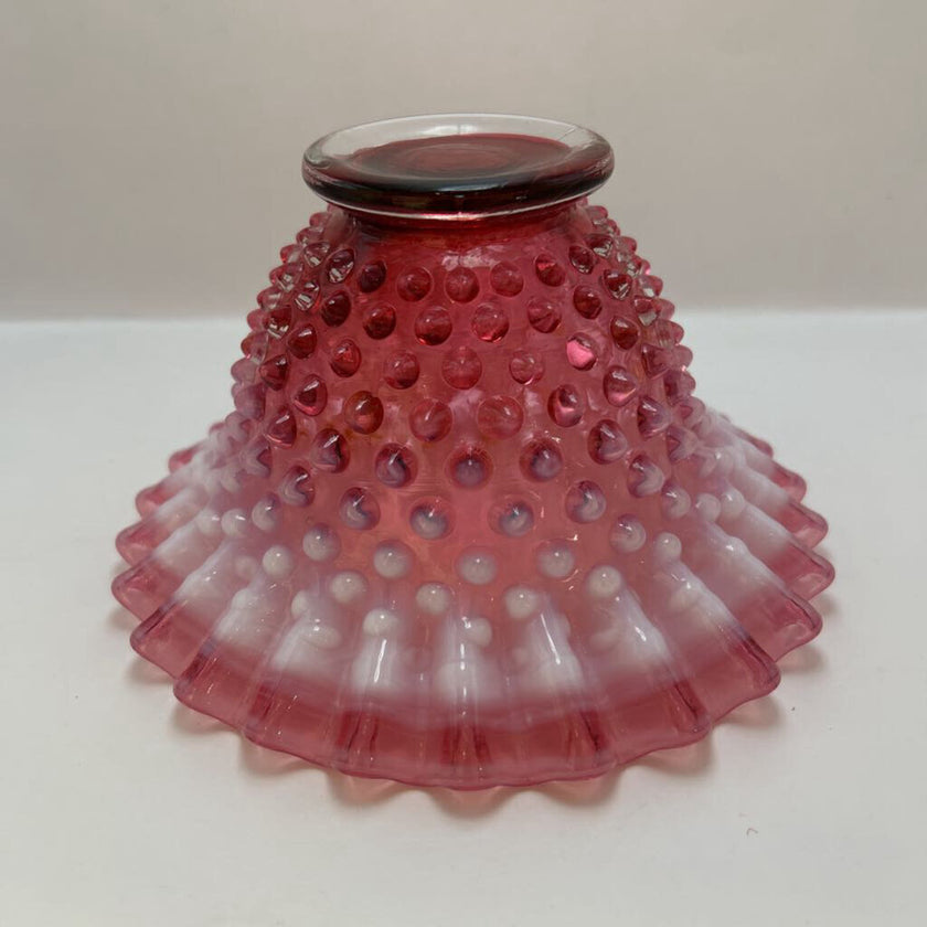 pink Opalescent Fenton hobnail bowl/ruffled edge