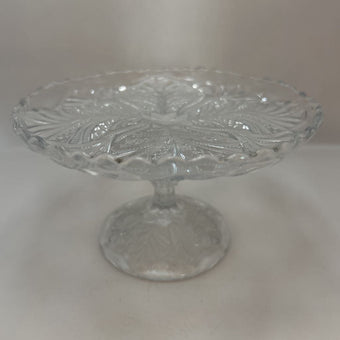 Vintage Early American Pressed Glass Pedestal Cake Stand