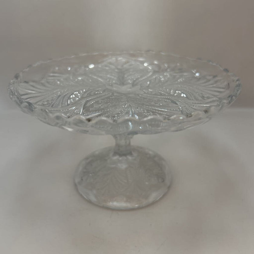 Vintage Early American Pressed Glass Pedestal Cake Stand
