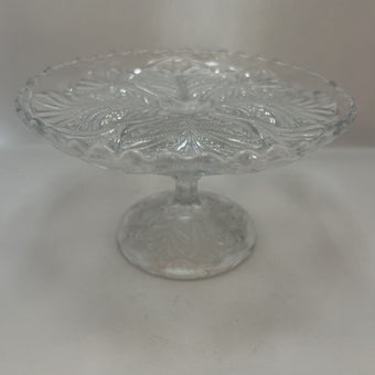 Vintage Early American Pressed Glass Pedestal Cake Stand