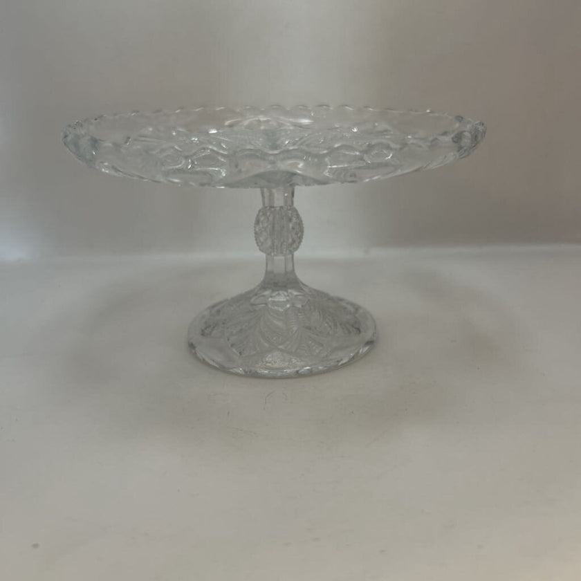 Vintage Early American Pressed Glass Pedestal Cake Stand