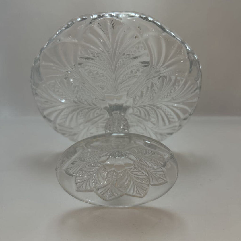 Vintage Early American Pressed Glass Pedestal Cake Stand