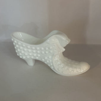 Vintage Milk Glass Shoe w/ Cat Head