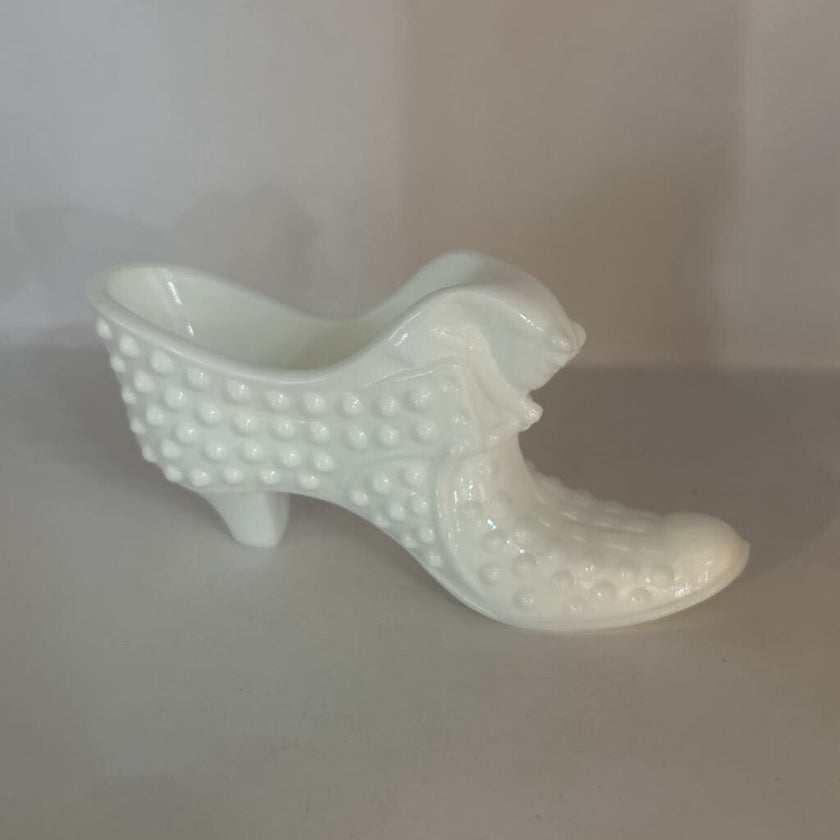 Vintage Milk Glass Shoe w/ Cat Head